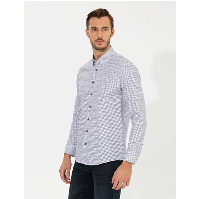 Mor Slim Fit Uzun Kollu Gömlek