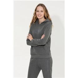 Kadın Antrasit Melanj Basic Sweatshirt