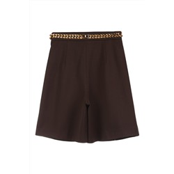 Short de lana de tiro alto Marrón oscuro