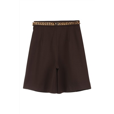 Short de lana de tiro alto Marrón oscuro