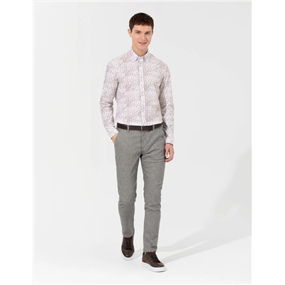 Bej Slim Fit Uzun Kollu Gömlek