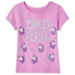 Baby And Toddler Girls Glitter Dad Squad Graphic Tee