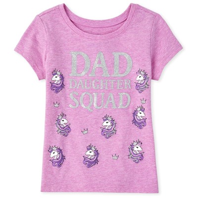 Baby And Toddler Girls Glitter Dad Squad Graphic Tee