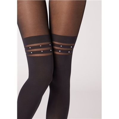 Strumpfhose im Longuette-Stil mit Strass
