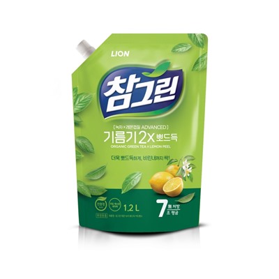 LION CHARMGREEN spout refill Средство для мытья посуды, овощей и фруктов (зеленый чай) 1200мл