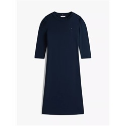 Puff-Sleeve Rib-Knit Dress