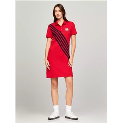 Diagonal Stripe Banner Polo Dress
