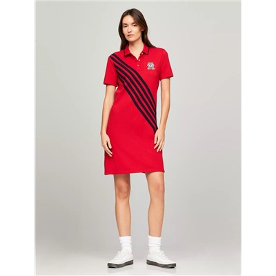 Diagonal Stripe Banner Polo Dress
