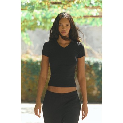 V-NECK COTTON T-SHIRT
