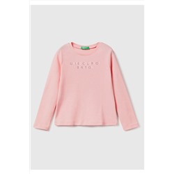 United Colors of BenettonKız Çocuk 03Z Slogan Baskılı T-Shirt Pembe