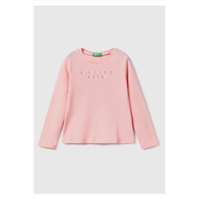 United Colors of BenettonKız Çocuk 03Z Slogan Baskılı T-Shirt Pembe