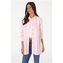 Kadın Açık Pembe Dokuma Tunik Gömlek