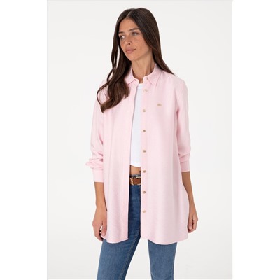 Kadın Açık Pembe Dokuma Tunik Gömlek