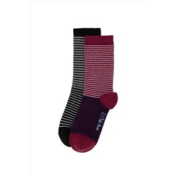 U.S. Polo Assn., Kadın Bordo 2'li Soket Çorap 50298996-vr014