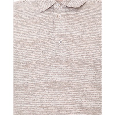 Bej Dokulu Slim Fit Polo Yaka Tişört
