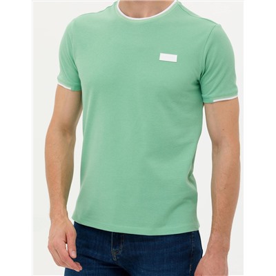 Açık Yeşil Slim Fit Bisiklet Yaka Tişört