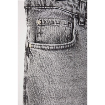 Gri Yüksek Bel Geniş Paça Büyük Beden Wide Leg Jeans TBBAW23CJ00020