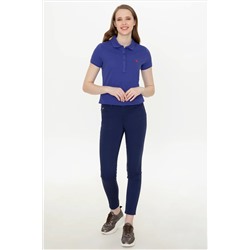 Kadın Mavi Basic Polo Yaka Tişört