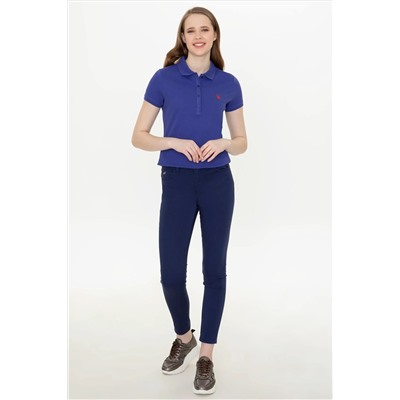Kadın Mavi Basic Polo Yaka Tişört