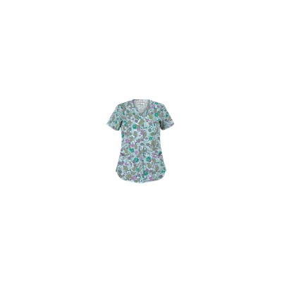 UA Perfect Paisley Pepperminty Snap Front Scrub Top