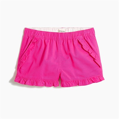 Girls' twill ruffle-trim short
