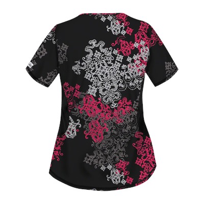 UA Exotica Black Print Scrub Top