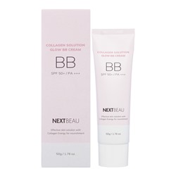 NEXTBEAU Collagen Solution Glow BB Cream SPF 50+ / PA+++ 02 Natural Beige Омолаживающий ББ крем с гидролизованным коллагеном 02 Натуральный бежевый 50г