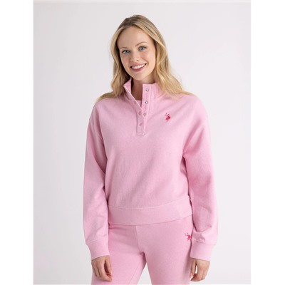 SNAP PLACKET POPOVER SWEATSHIRT