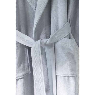 Carole Unisex %100 Pamuk Bornoz Set - Açık Gri - Lüks Koleksiyon