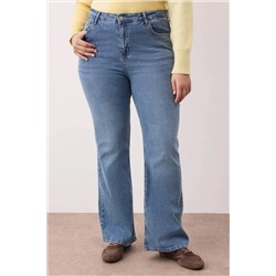 Mavi Yüksek Bel İspanyol Paça Flare Fit Denim Büyük Beden Jeans TBBAW26CJ00034