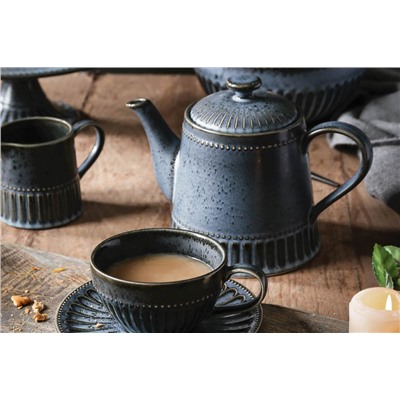 Чайник заварочный, 1,0 л, фарфор P, черно-синий, в крапинку, Black Kitchen, 62758