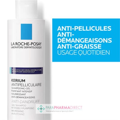 La Roche Posay Kerium Antipelliculaire - Shampooing-Gel - Pellicules Grasses 200ml