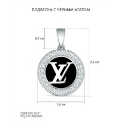 Подвеска из серебра с чёрным агатом и фианитами родированная - LV 3-610р442