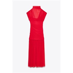 CONTRAST TULLE MIDI DRESS