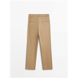 Pantalón recto algodón pinzas