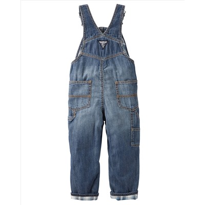 Flannel-Lined Denim Overalls - Heritage Indigo