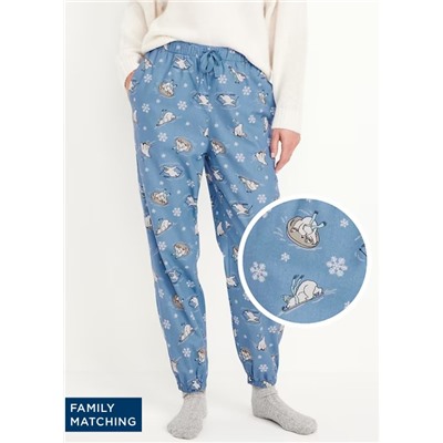 High-Waisted Flannel Pajama Joggers for Women