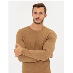 Camel Melanj Slim Fit Bisiklet Yaka Triko Kazak