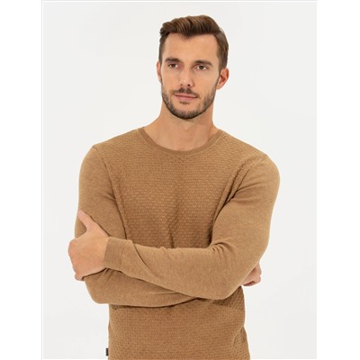 Camel Melanj Slim Fit Bisiklet Yaka Triko Kazak