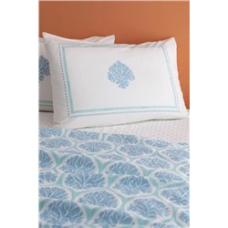 Leal %100 Pamuk King Size Karde Baskılı Pike Takımı - Mavi