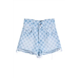 Short vaquero de tiro alto Azul claro y azul cobalto