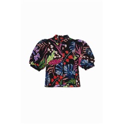 Blusa manga abullonada flores
