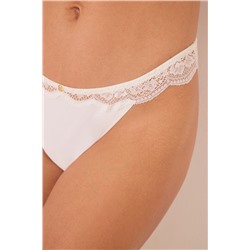Tanga microfibra y encaje blanco