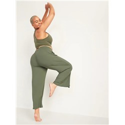 High-Waisted Sunday Sleep Rib-Knit Cropped Wide-Leg Pajama Pants for Women