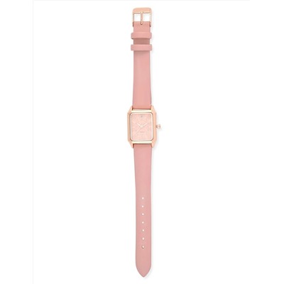LADIES PINK SQUARE WATCH AND BRACELETS SET