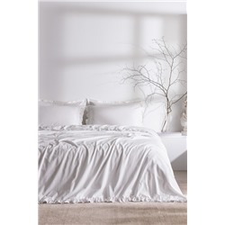 Julien King Size %100 Pamuk Fırfırlı Nevresim Takımı - Beyaz