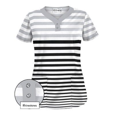 UA Seeing Stripes Silver Scrub Top