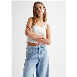Jeans wideleg rotos decorativos