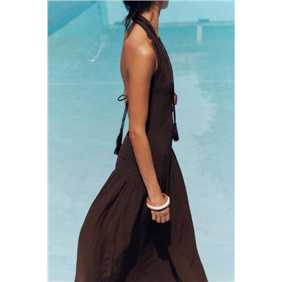 SMOCKED HALTER DRESS