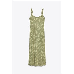 POLKA DOT LINEN BLEND MIDI DRESS